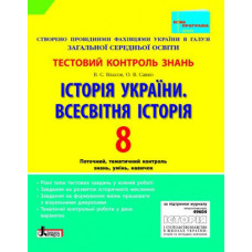 Тестовий контроль знань. Історія України. Всесвітня історія 8 кл НОВА ПРОГРАМА