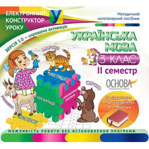 Електронний конструктор уроку Українська мова. 3 клас. 2 семестр (За підручником М. Д. Захарійчук, А Електронний конструктор уроку Українська мова. 3 клас. 2 семестр (За підручником М. Д. Захарійчук, А